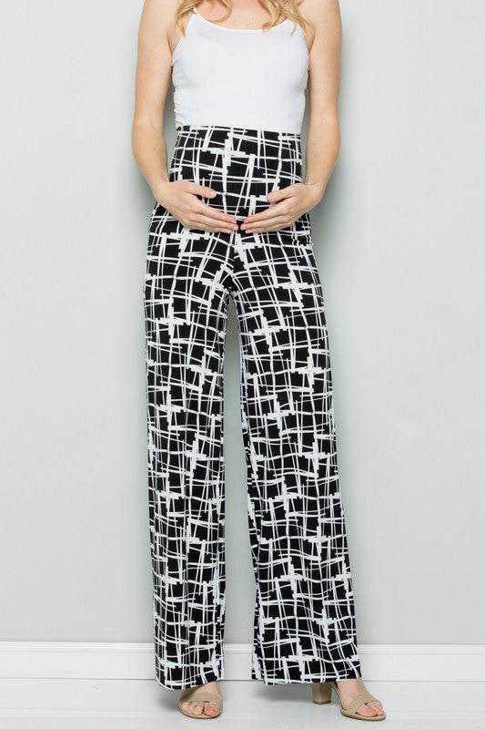 Barbara Boho Maternity Checkered Palazzo Pants