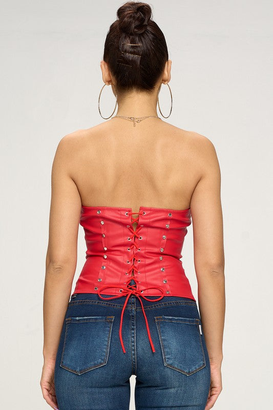 Faux Leather Bustier Top