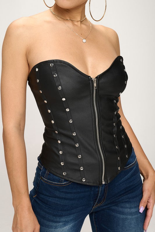 Faux Leather Bustier Top