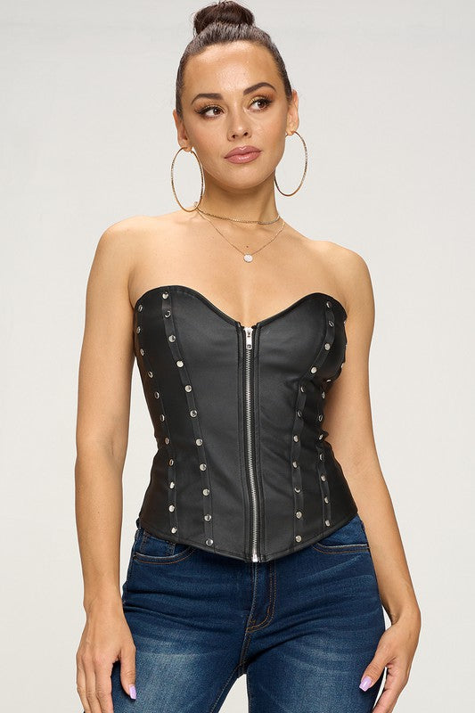 Faux Leather Bustier Top