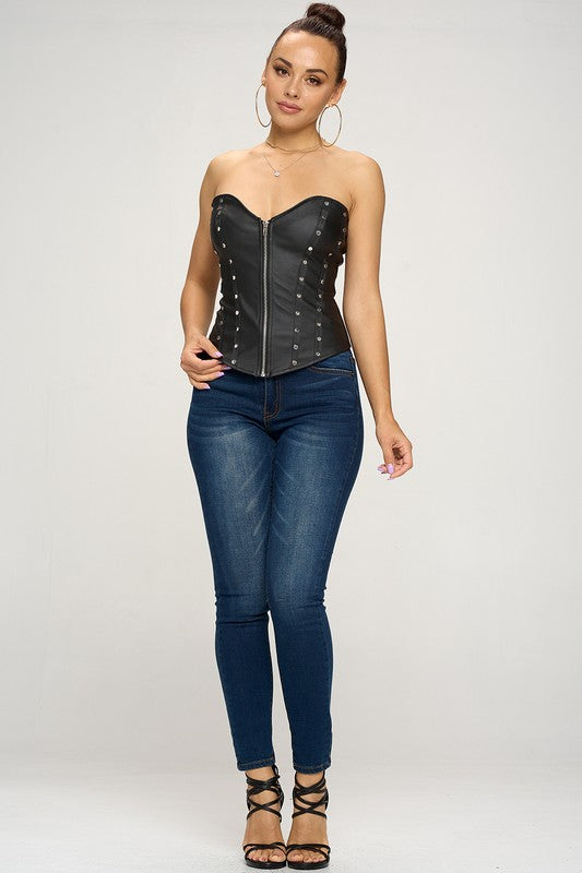 Faux Leather Bustier Top