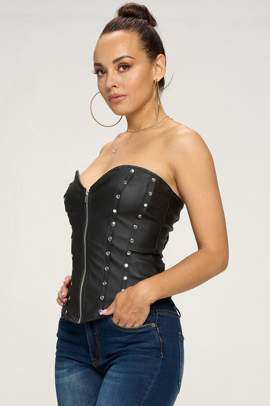 Faux Leather Bustier Top