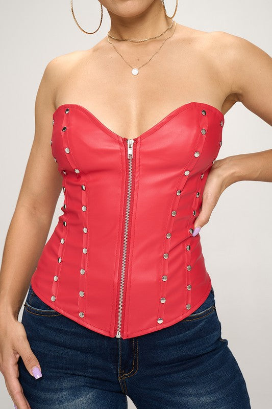 Faux Leather Bustier Top