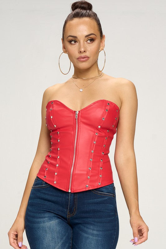 Faux Leather Bustier Top