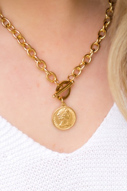 Coin Accent Chain Necklace