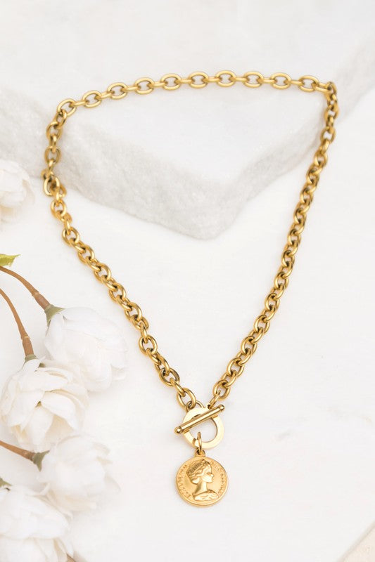 Coin Accent Chain Necklace