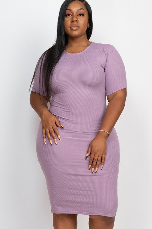 Plus Size Ribbed Bodycon Midi Dress