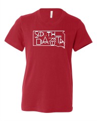 Youth South Dakota Line Font Outline Graphic Tee