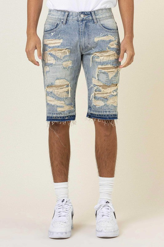 HEAVY RIP&REPAIR  RELEASED HEM DENIM  SHORTS