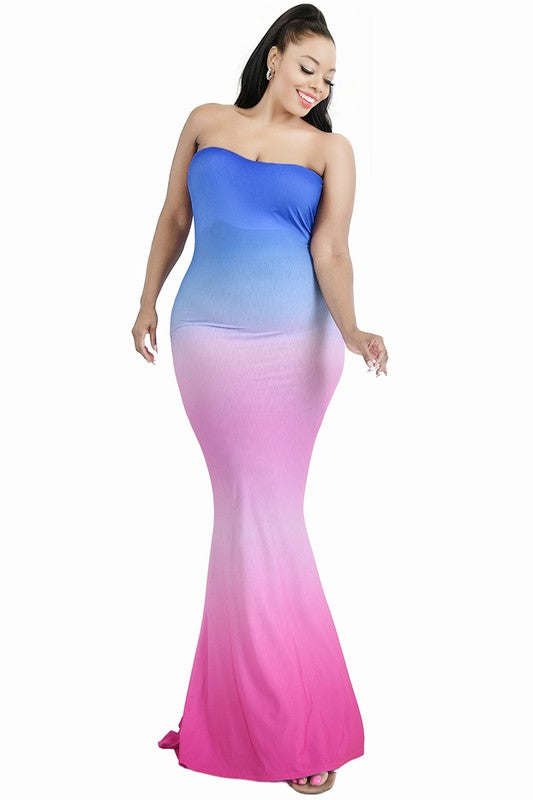 Plus Size Off Shoulder Ombre Mermaid Dress
