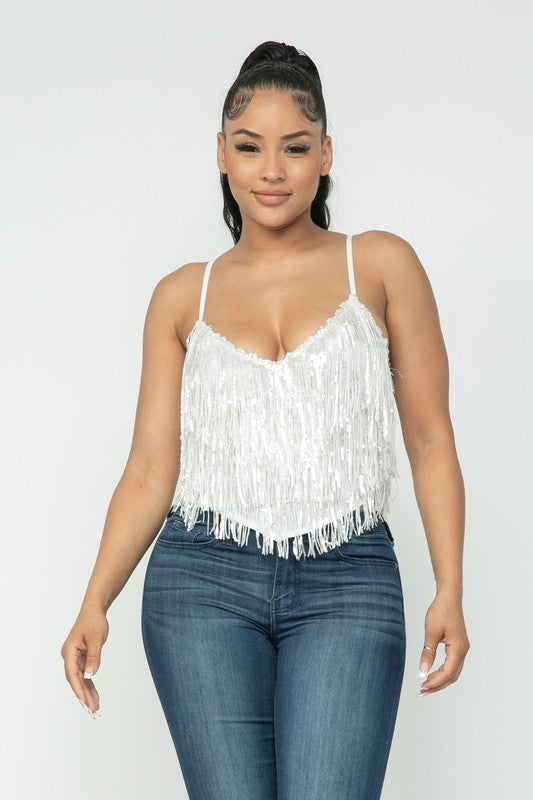 Sequins Fringe Camisole Top