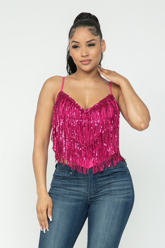 Sequins Fringe Camisole Top