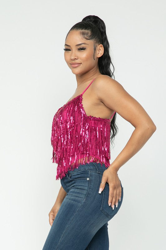 Sequins Fringe Camisole Top