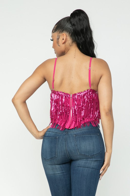 Sequins Fringe Camisole Top