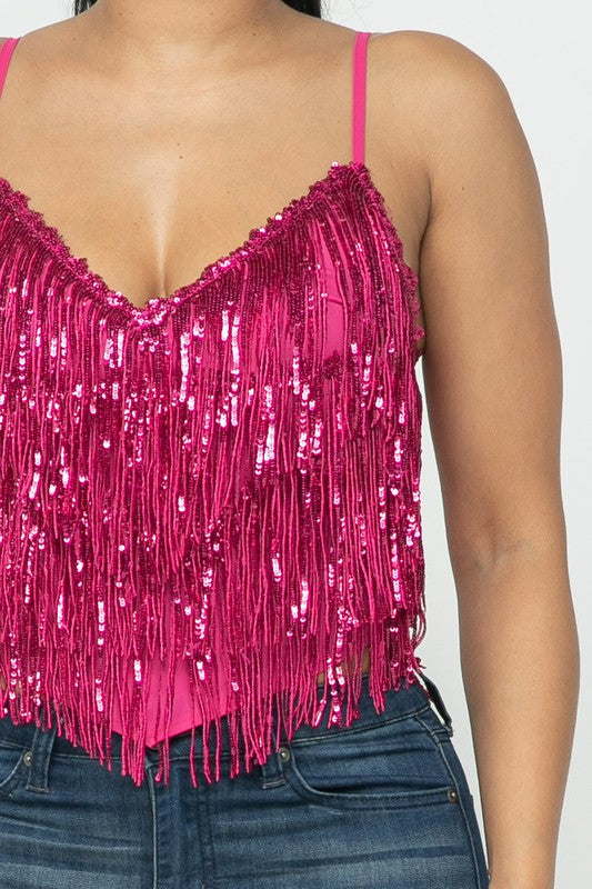 Sequins Fringe Camisole Top