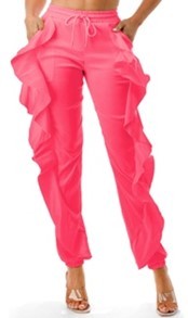 Elastic Waistband Ruffle Joggers Pants