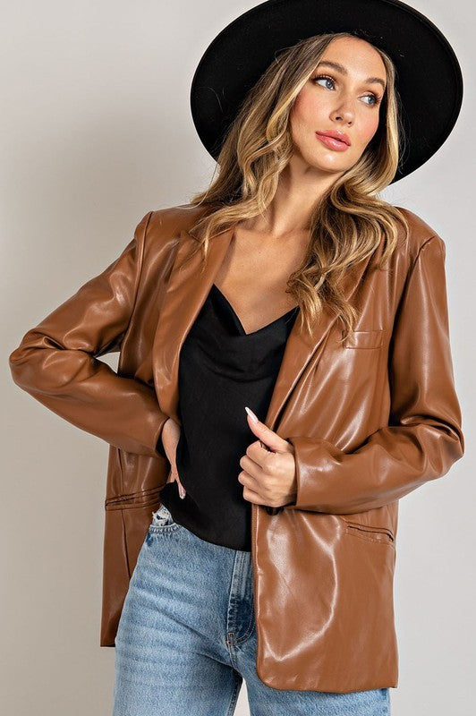 Women's Faux Chic Leather Blazer