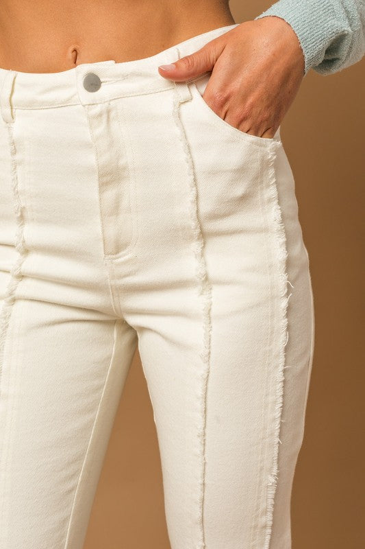 Women's Frayed Hem Flare Pants