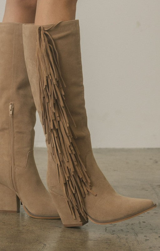 Boho Knee-High Fringe Boots