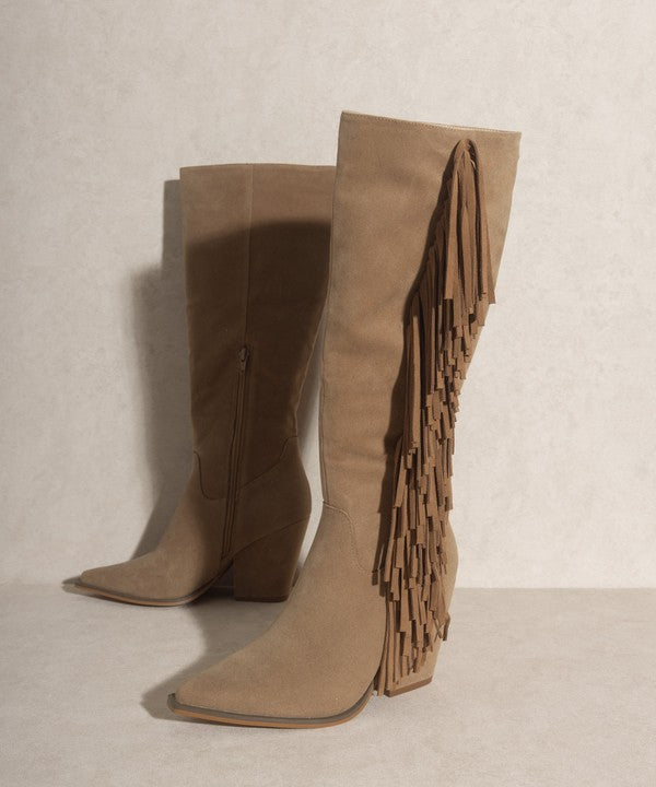 Boho Knee-High Fringe Boots