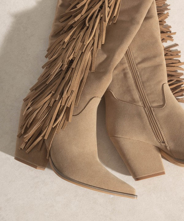 Boho Knee-High Fringe Boots