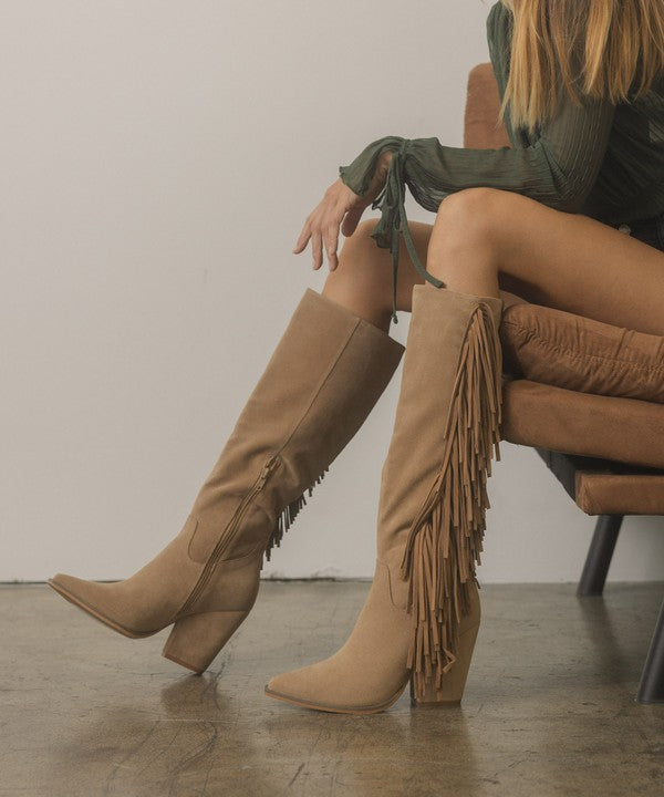 Boho Knee-High Fringe Boots