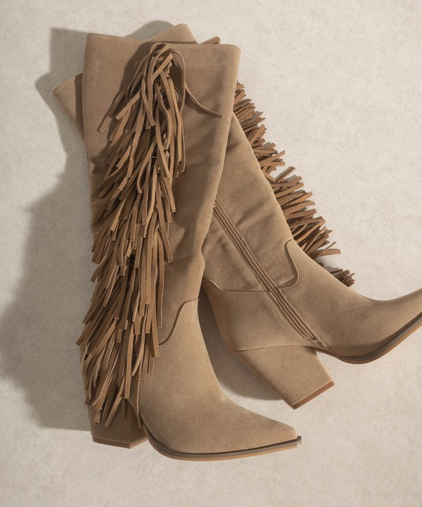 Boho Knee-High Fringe Boots