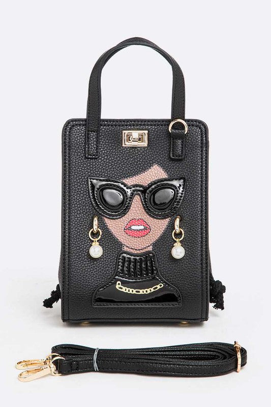 Lady In Glasses Convertible Crossbody Bag