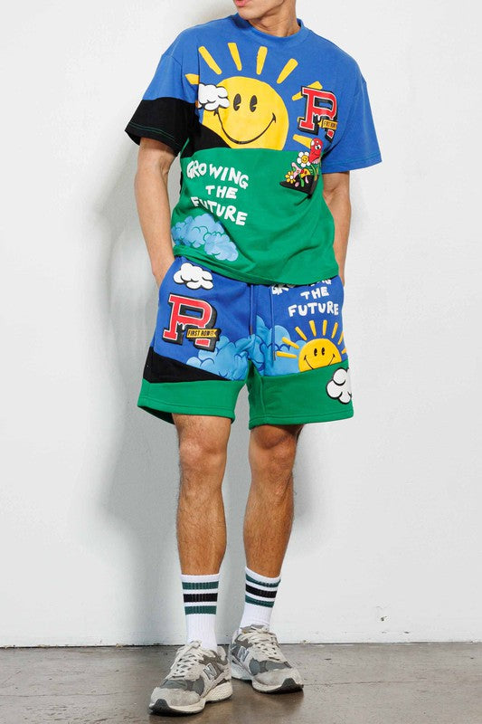 Men's Think Green Cut and Sew Graphic Shorts