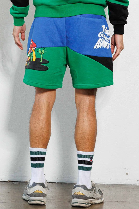 Men's Think Green Cut and Sew Graphic Shorts