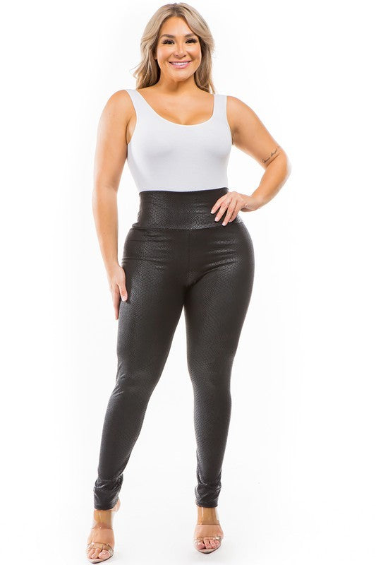 Plus Size Black Snake Print Leggings