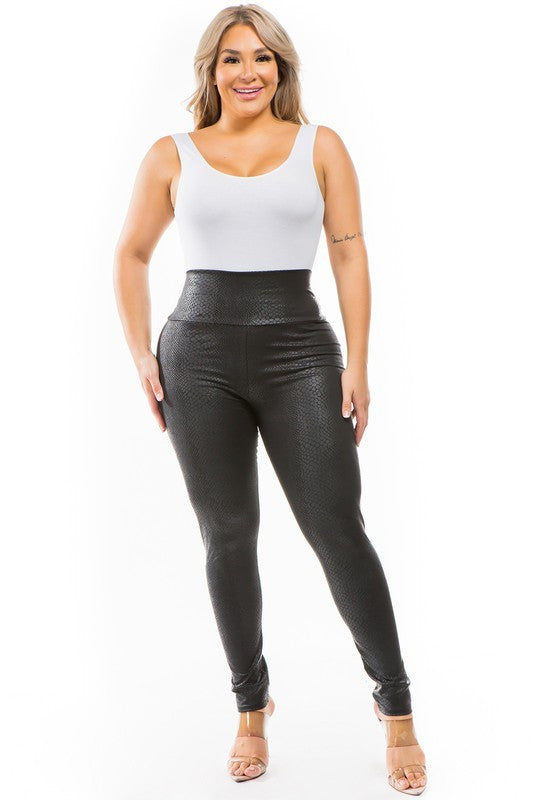 Plus Size Black Snake Print Leggings