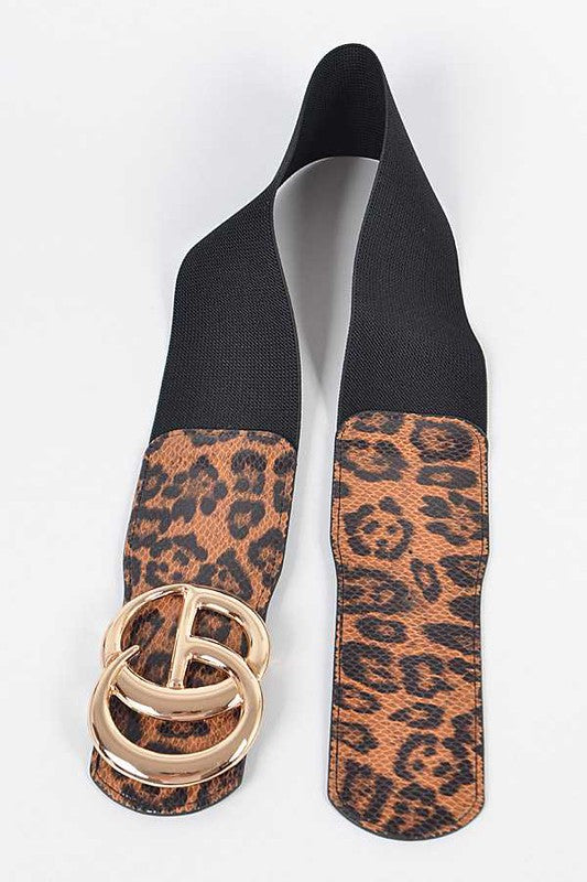 Leopard Print Iconic Buckle Stretch Belt