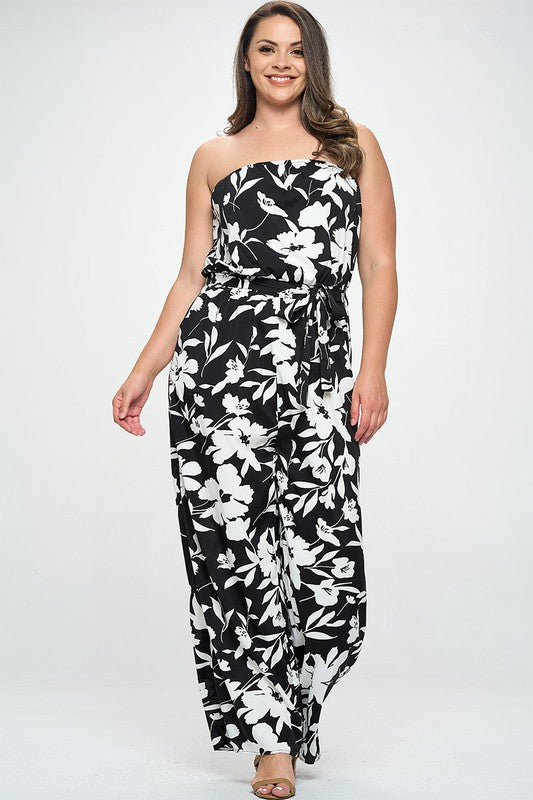 Junior Plus Size Tube Wide Leg Jumpsuit