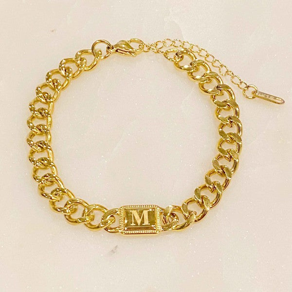 Uptown Cuban Chain Initial Bracelet