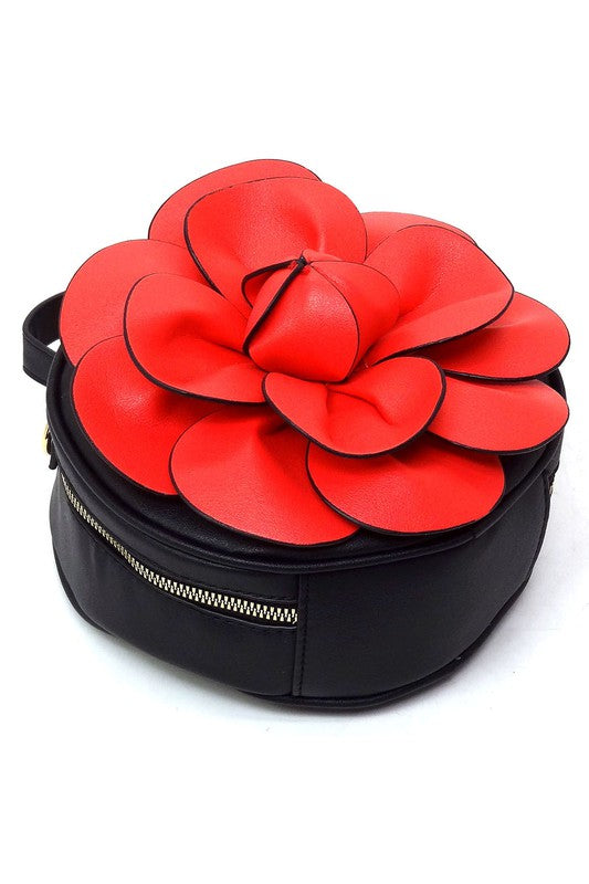Fashion 3D Flower Round Crossbody Bag