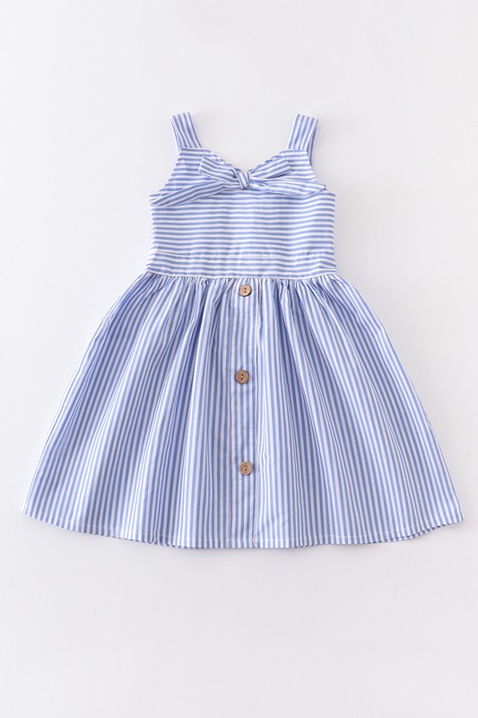 Girl's Blue Stripe Print Dress