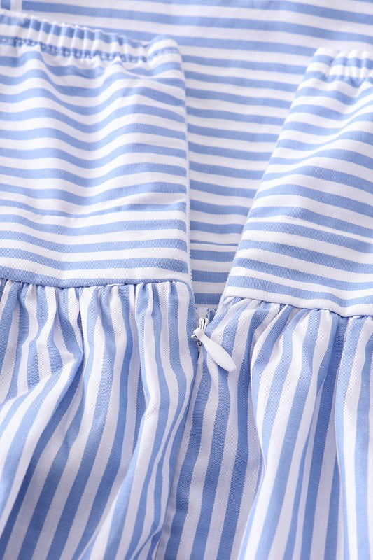 Girl's Blue Stripe Print Dress