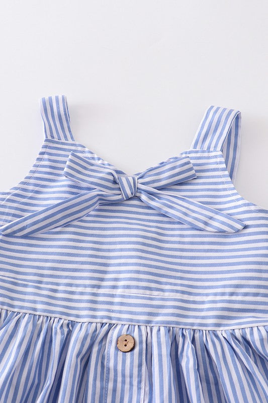Girl's Blue Stripe Print Dress