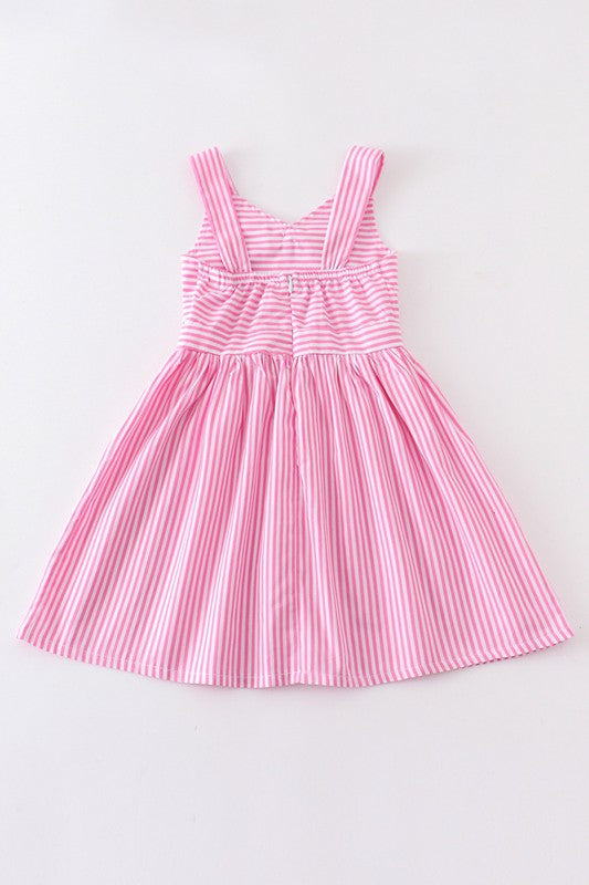 Girl's Pink Stripe Print Dress