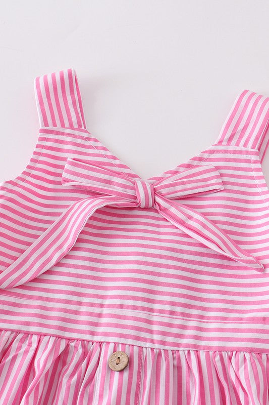 Girl's Pink Stripe Print Dress