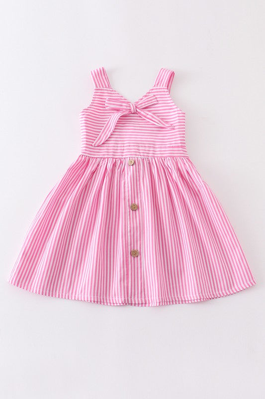 Girl's Pink Stripe Print Dress