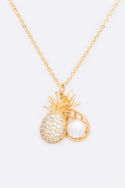 Pineapple Pearl Pendant Necklace