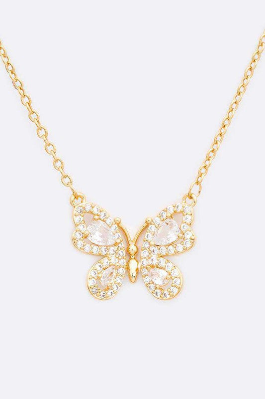 CZ Butterfly Pendant Necklace