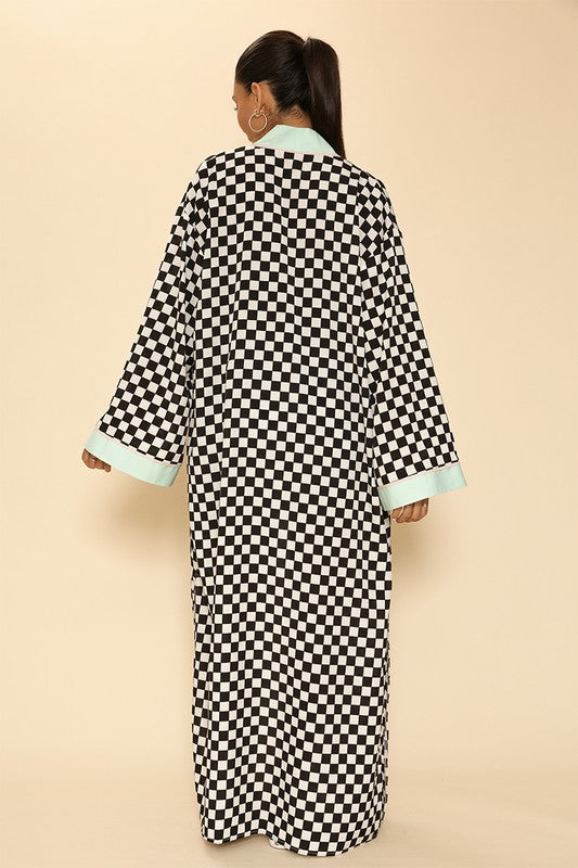 Checkered Maxi Kimono