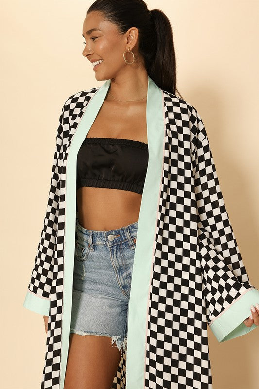 Checkered Maxi Kimono