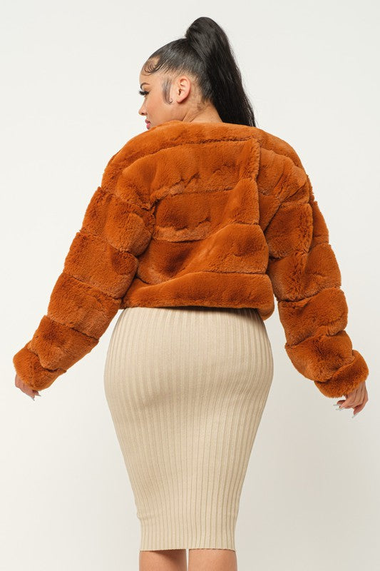 Women's Faux Fur Crop Winter Jacket