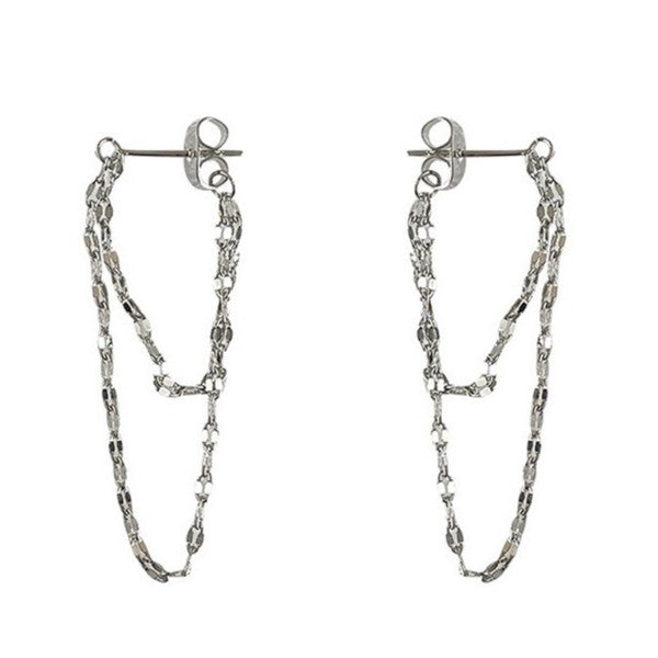 Double-layer Chain Tassel Earrings