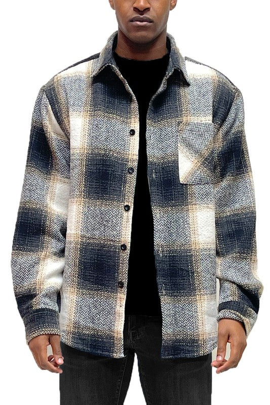 Men's Flannel Oversized Shirt Jacket Shacket