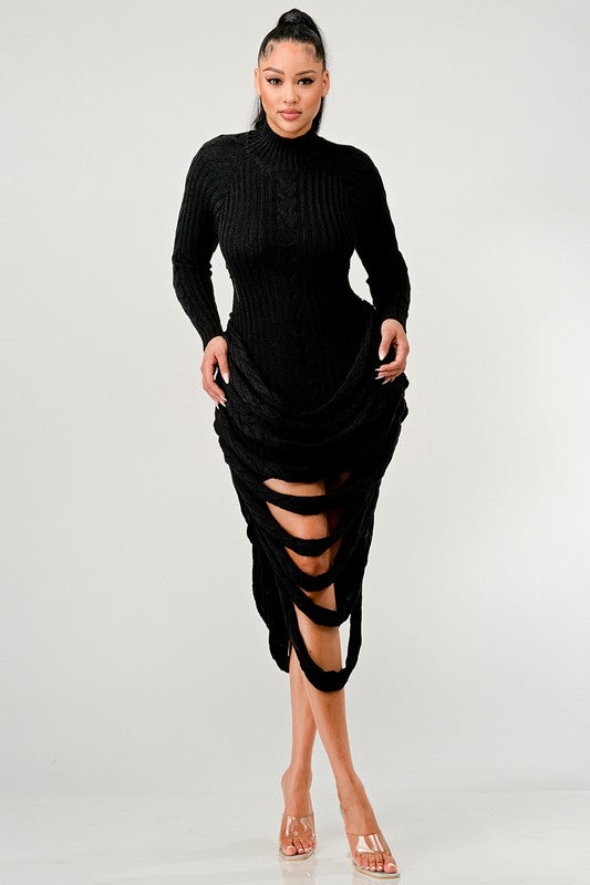 Women's Knit Sweater Midi Dress
